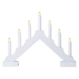 Świecznik świateczny biały drewniany 7 LED 29 cm 2x AA ciepła biel IP20 timer DCAW12 EMOS