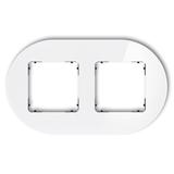 ICON Ramka uniwersalna podwójna okrągła - efekt szkła (ramka: biała; spód: czarny) biały