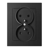 Gniazdo podwójne podtynkowe 2x2P+Z Malta, 16A, 250V, PT-6M, czarny mat FMS-106/B ORNO
