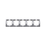 Simon Basic Standard Ramka 5-krotna – uniwersalna poziom i pion stal inox BMR5/21 KONTAKT