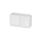 Wyłącznik BETA, podwójny, jednobiegunowy+świecznikowy, IP44, biały