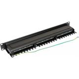 Panel kat. 5e 19" 1U 24xRJ45 FTP czarny z półką