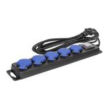 Przedłużacz warsztatowy bryzgoszczelny z wyłącznikiem, 5 gniazd 2P+Z, IP44, przewód gumowy, H05RR-F