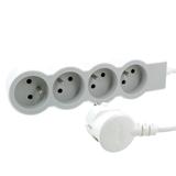 PRZEDŁUŻACZ STANDARD 4X2P+Z, Z PRZEWODEM 3.0 METRA 3X1.5 MM2 - BIAŁY/JASNOSZARY, Legrand