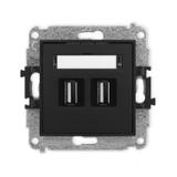 ICON Gniazdo podwójne 2xUSB A-A 2.0 czarny mat 12IGUSB-2 KARLIK