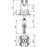 Wspornik DEHNgrip do drutu 8 mm, wys. 20 mm, z kołkiem 8x40 mm i wkrętem do drewna, Cu