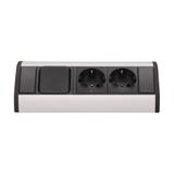 Gniazdo meblowe 2x2P+Z z wyłącznikiem, schuko, czarno-srebrne OR-GM-9002/B-G(GS) ORNO