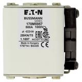 FUSE 500A 1000V 2BKN/75 AR UR Wkładka szybka 500A AC 1000V rozmiar 2 59x77x75 mm aR IEC UL 170M5957