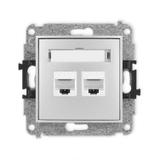 ICON Mechanizm gniazda komputerowego podwójnego 2xRJ45, kat. 6A, 8-stykowy srebrny metalik