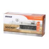 Gniazdo meblowe wpuszczane w blat z płaskim frezowanym rantem i ładowarką USB 2x2P+Z 2xUSB mosiąd OR