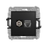 MINI Mechanizm gniazda antenowego poj. typu F (SAT) + gniazda komp. poj. 1xRJ45, kat. 6 ekranowany,