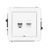 DECO Mechanizm gniazda telefonicznego pojedynczego 1xRJ11 + komputerowego pojedynczego 1xRJ45, kat.