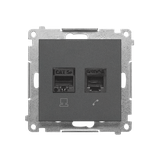 Simon 55 Gniazdo komputerowe RJ45 kategoria 5e+telefoniczne RJ12 Grafitowy mat
