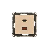 Simon 55 Ładowarka USB C+A 30W 230V szampański mat TEC2CAQ.01/144 KONTAKT
