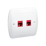 "Gniazdo komputerowe RJ45 podwójne, kategoria 5e. Montaż do puszki na wkręty