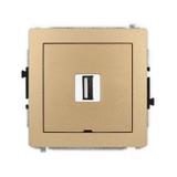 DECO Mechanizm gniazda pojedynczego USB A-A 2.0, bez pola opisowego złoty metalik