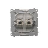 Simon Basic Gniazdo komputerowe RJ45 kategoria 6 podwójne ekranowane z przesłoną przeciwkurzową . Montaż na łapki lub wkręty stal inox BM62E.01/21 KONTAKT