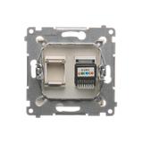 Simon 54 Gniazdo telefoniczne pojedyncze RJ12 złoty mat