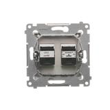 Simon 54 Gniazdo komputerowe RJ45 kategoria 5e + telefoniczne RJ12 brąz mat D5T.01/46 KONTAKT