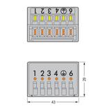 wtyk rozgałęźny 6-polowy 1,5 mm2 5 L, 1 x PE szare /50szt./ WAGO