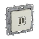 NILOE - PODWÓJNE GNIAZDO ŁADOWANIA USB 5 V 2400 MA KREMOWE, Legrand