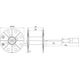 Bęben na przewód pomiarowy szer. 80 mm, przewód niebieski lub czerwony 100 m, tworzywo, kolor szary