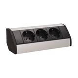 Gniazdo meblowe 3x2P+Z, schuko, czarno-srebrne OR-GM-9001/B-G(GS) ORNO