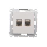 Simon 55 Gniazdo komputerowe podwójne RJ45 kategoria 6 ekranowane z przesłoną przeciwkurzową Jasnosz