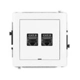 DECO Mechanizm gniazda komputerowego podwójnego 2xRJ45, kat. 8, ekranowany, 8-stykowy, bez pola opis