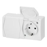 GNIAZDO HERMES 2 2X2P+Z SCHUKO BIAŁE IP44