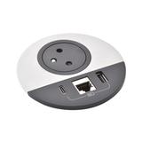INCARA: DISQ 80 - 2P+Z / USB A+C / RJ45 - 2,0 M-METAL/CZARNY, Legrand