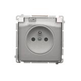 Simon Basic Gniazdo wtyczkowe z uziemieniem z przesł. torów prądowych bryzgoszczelne IP44 16A 250V zaciski śrubowe klapka transp. biały BMGZ1BZ.01/11A BMGZ1Bz.01/11a KONTAKT