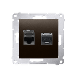 Simon 54 Gniazdo komputerowe podwójne RJ45 kategoria 6 ekranowane z przesłoną przeciwkurzową brąz ma