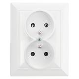 Gniazdo podwójne podtynkowe 2x2P+Z Pearl, 16A, 250V, PT-6 P, biały