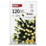 Lampki choinkowe Classic 120 LED 12m ciepła biel zielony przewód IP44 8 programów timer D4AW23 EMOS