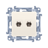 Simon 10 Gniazdo antenowe typu F podwójne  krem