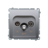 Simon Basic Gniazdo antenowe R-TV-SAT przelotowe 1x wejście: 5 MHz–24 GHz srebrny mat