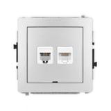 DECO Mechanizm gniazda telefonicznego pojedynczego 1xRJ11 + komputerowego pojedynczego 1xRJ45, kat.
