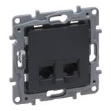 NILOE SELECTION - GNIAZDO 2 X RJ 45 KAT. 6 UTP ANTRACYT, Legrand