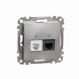Sedna Design & Elements Gniazdo komputerowe-telefoniczne kat. 5e UTP srebrne aluminium SDD113458 Schneider