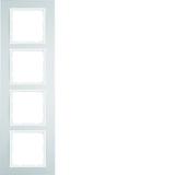 BERKER B.3 Ramka poczwórna aluminium/biała 10143904 HAGER