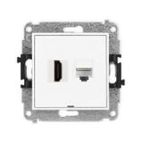 MINI Gniazdo HDMI 2.0 4K + komputerowe RJ45 kat.6A Biały mat 25MGHKBO-46A KARLIK