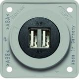 Integro Gniazdo USB ładowania podwójne, 12V, 3A; szary połysk, mechanizm czarny