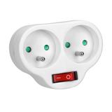 Rozgałęźnik 2x2P+Z z włącznikiem, biały OR-AE-13187 ORNO