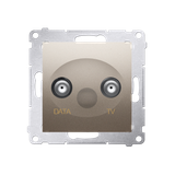 Simon 54 Gniazdo TV-DATA. Dwa porty wyjściowe typu Częstotliwość dla wejścia 5-1000 MHz złoty mat