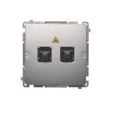 Simon Basic Gniazdo światłowodowe / optyczne podwójne SC/APC srebrny mat