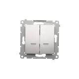 Simon 54 Łącznik krzyżowy podwójny z podświetleniem bez piktogramu 10A 250V szybkozłączka srebrny mat DW7/2L.01/X/43 KONTAKT