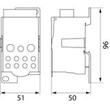 Blok Rozdzielczy UKK-500 na szynę TH35 lub do pow. płaskich Al/Cu max 8x24mm 2x35mm 5x16mm 4x10mm 415V AC/DC 500A 49.5000 OPATÓWEK