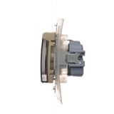 Simon 54 Gniazdo Schuko IP44 z przesłonami z uszczelką ramki 16A z. śrub. klapka transp. złoty mat