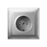 GPT SENTIA  2P+Z schuko z przesłonami torów prądowych srebro połysk